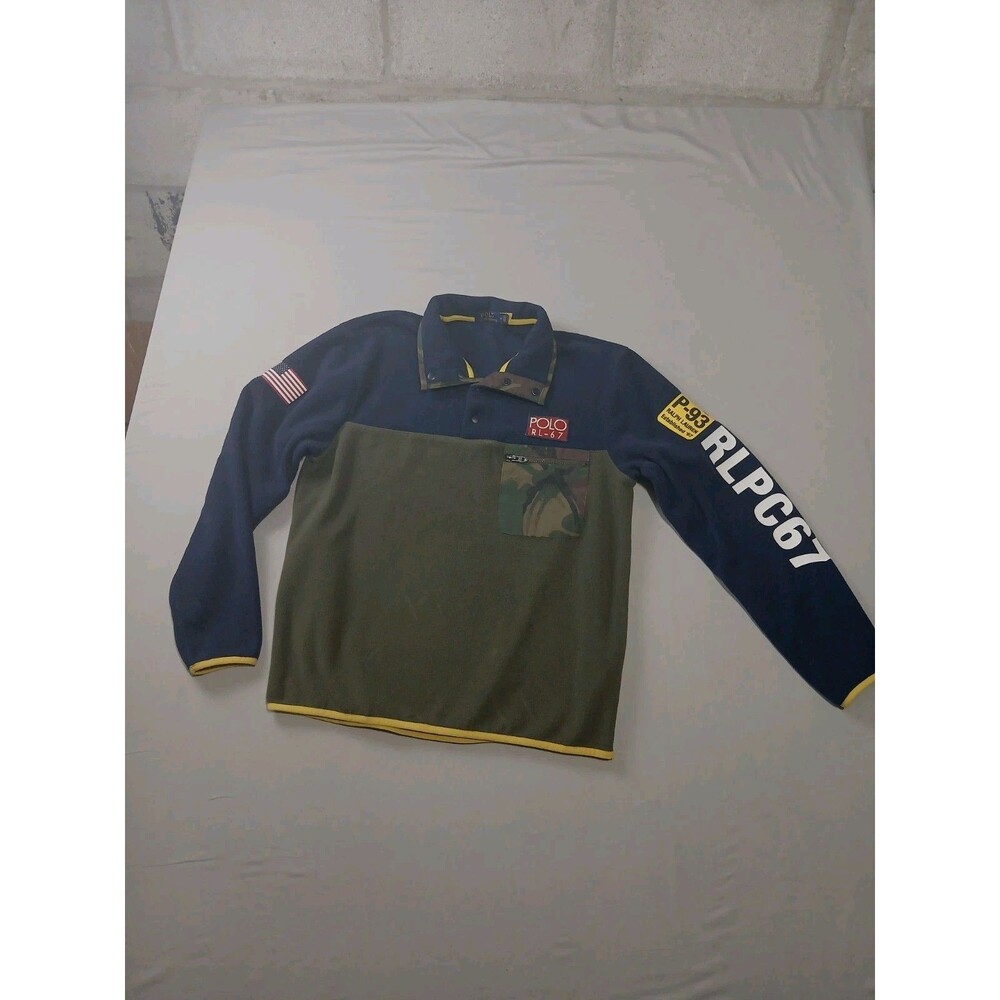 Polo Ralph Lauren RL-67 Fleece Pullover M P-93 American Flag Camo Vintage Rare.